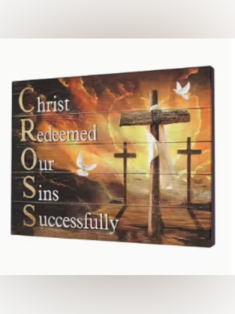 Inspirational Cross Wall Art – Orange Cross Design 12x16